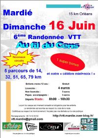 Randonnée VTT au fil du Cens. Le dimanche 16 juin 2013 à Mardié. Loiret. 